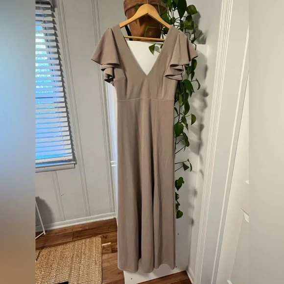 Birdy Grey Hannah Bridesmaid Dress In Taupe Crepe - Picture 2 of 5